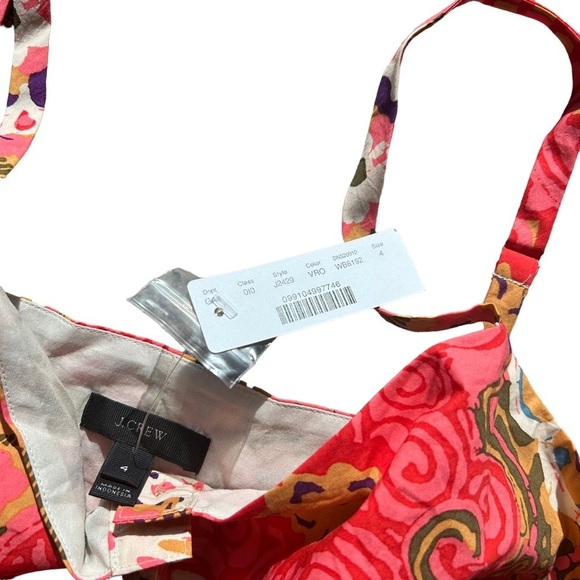 NWT j. CREW Classic Button Front Poplin Sundress In Vibrant Rose midi floral 4 - Picture 4 of 8
